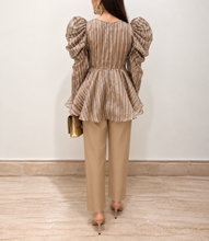 Load image into Gallery viewer, Beige peplum set
