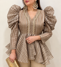 Load image into Gallery viewer, Beige peplum set
