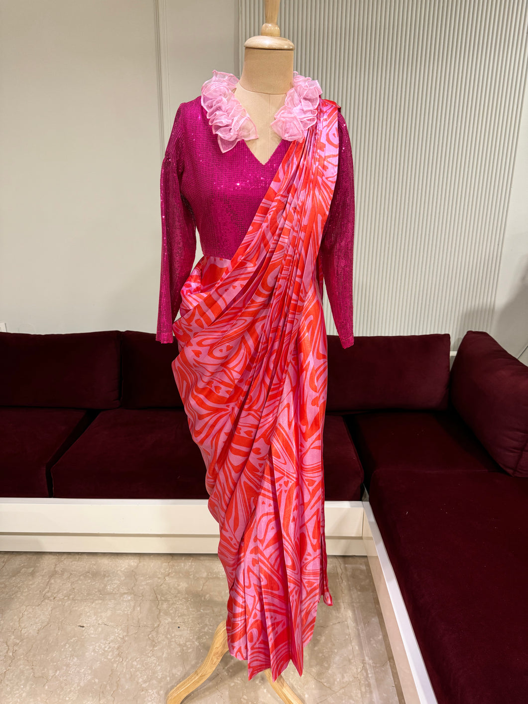 Pink Sequence Sari