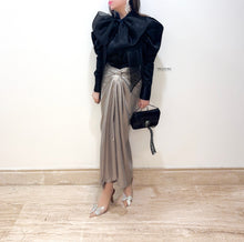 Load image into Gallery viewer, STARLET | Metallic Wrap Skirt Set With Bow
