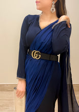 Load image into Gallery viewer, Navy Jumpsuit Drape Sari
